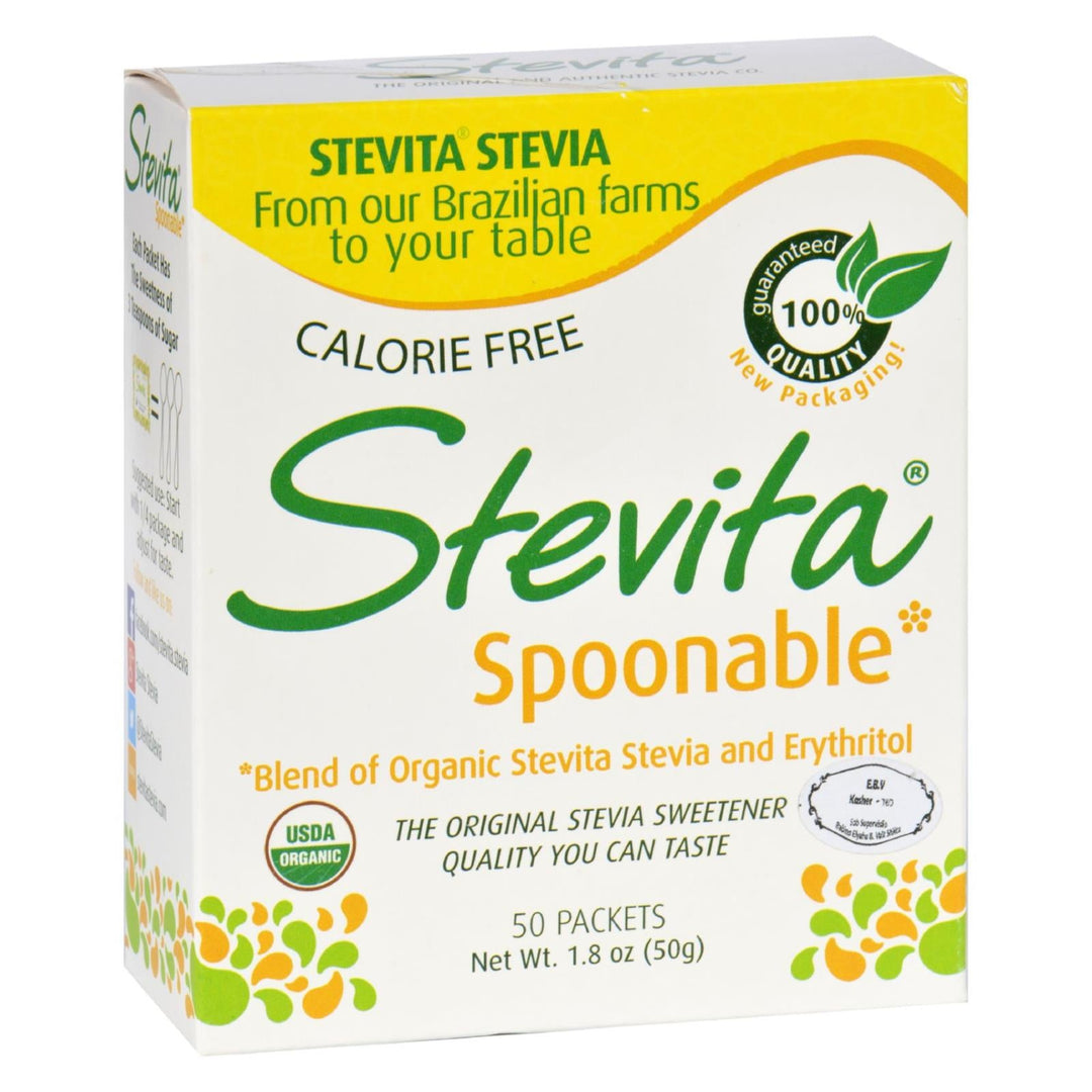 Stevita - Stevia - Spoonable - Certified Organic - 50 Packets - Maras Green