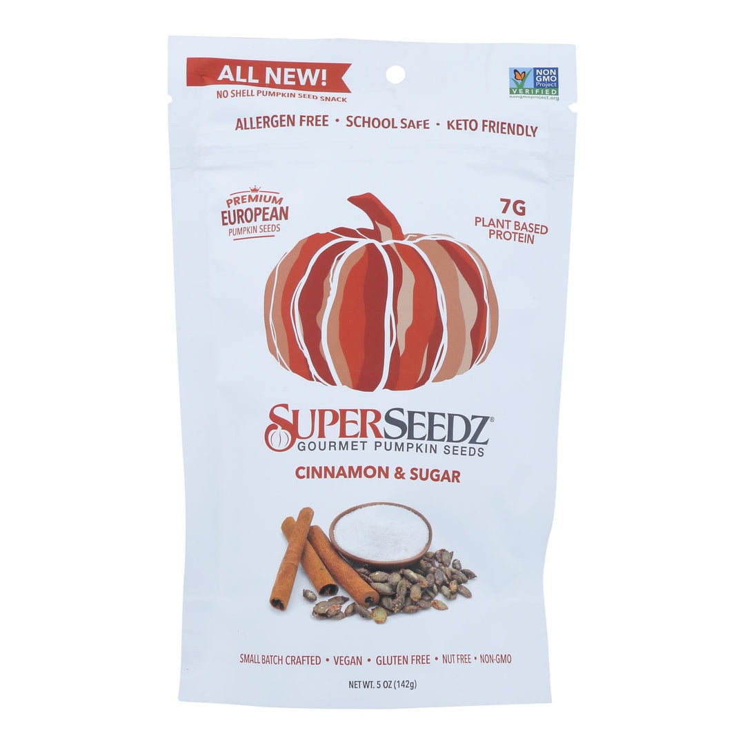 Superseedz Gourmet Pumpkin Seeds - Cinnamon And Sugar - Case Of 6 - 5 Oz. - Maras Green