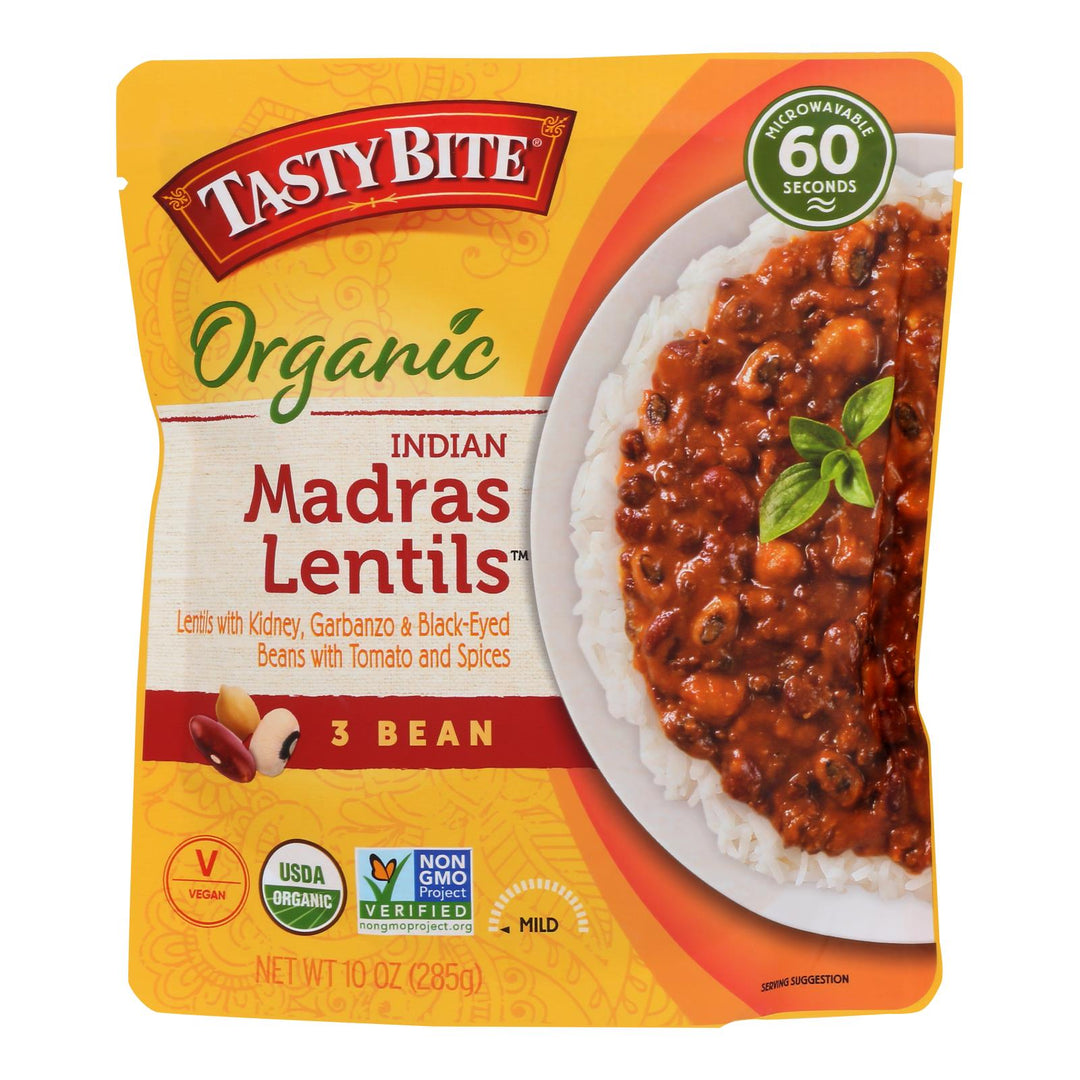 Tasty Bite - Lentils Madras 3 Bean - Case Of 6 - 10 Oz - Maras Green