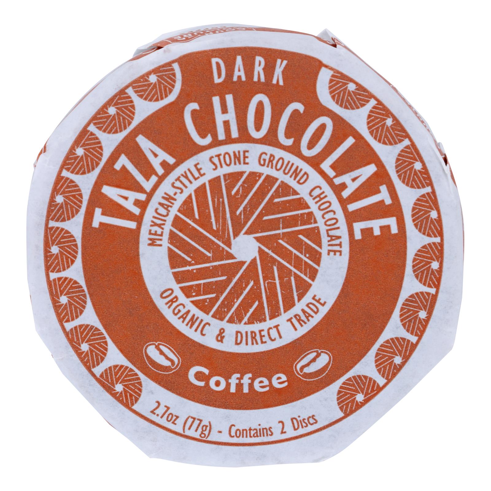 Taza Chocolate Organic Chocolate Mexicano Discs - 55 Percent Dark Chocolate - Coffee - 2.7 Oz - Case Of 12 - Maras Green
