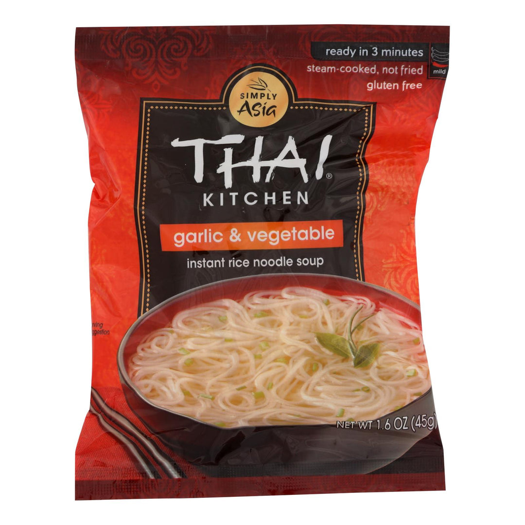 Thai Kitchen Instant Rice Noodle Soup - Garlic And Vegetable - Mild - 1.6 Oz - Case Of 6 - Maras Green