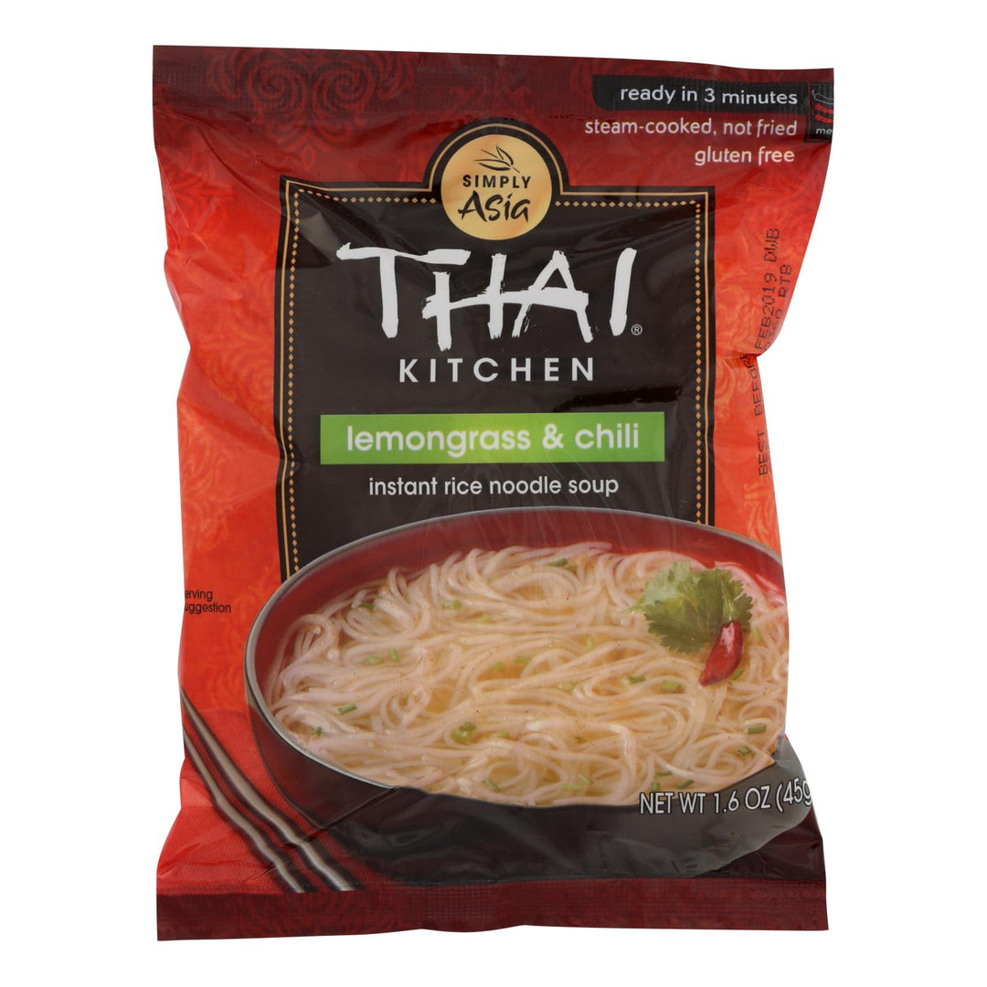 Thai Kitchen Instant Rice Noodle Soup - Lemongrass And Chili - Medium - 1.6 Oz - Case Of 6 - Maras Green