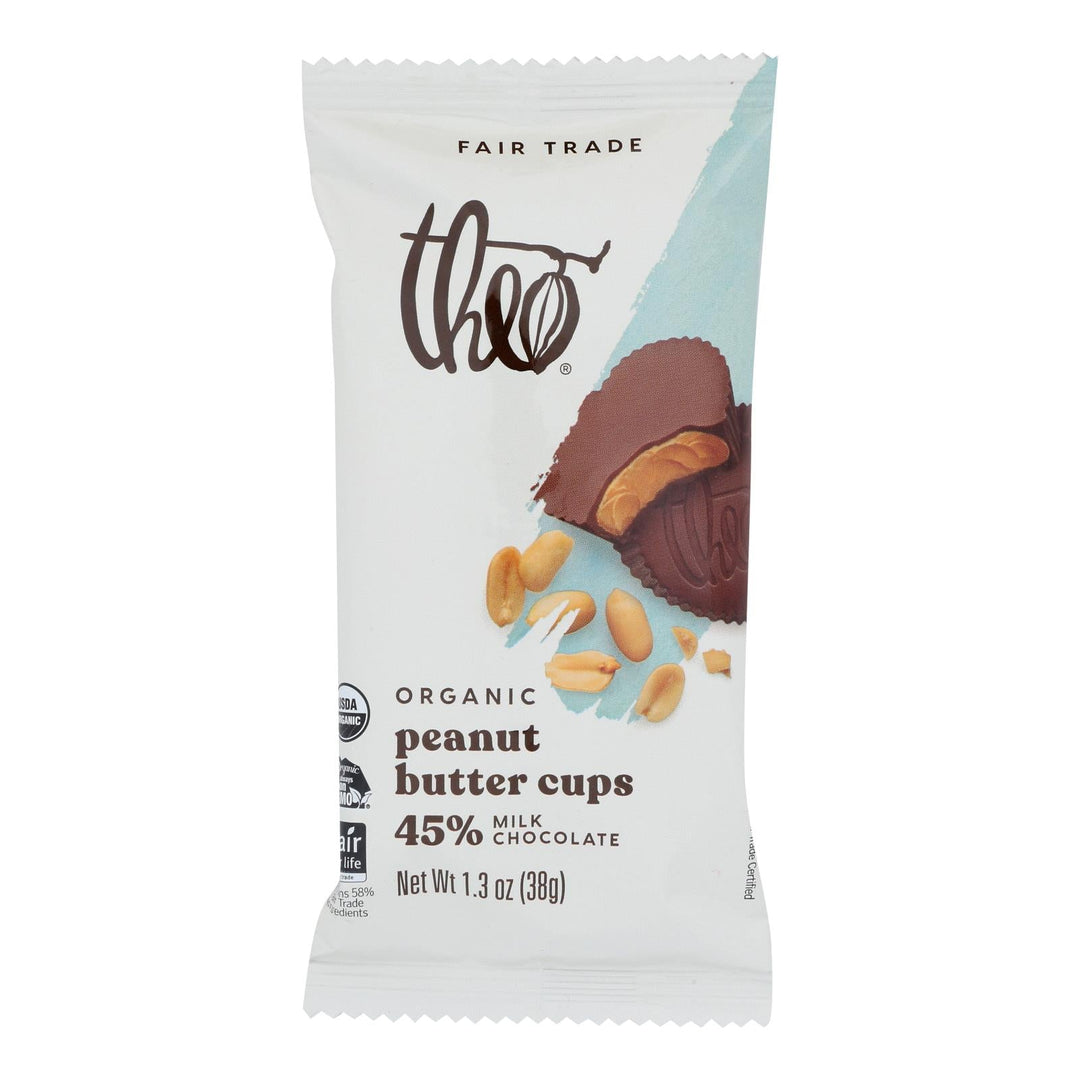 Theo Chocolate Peanut Butter Cups - Milk Chocolate - 1.3 Oz - Case Of 12 - Maras Green