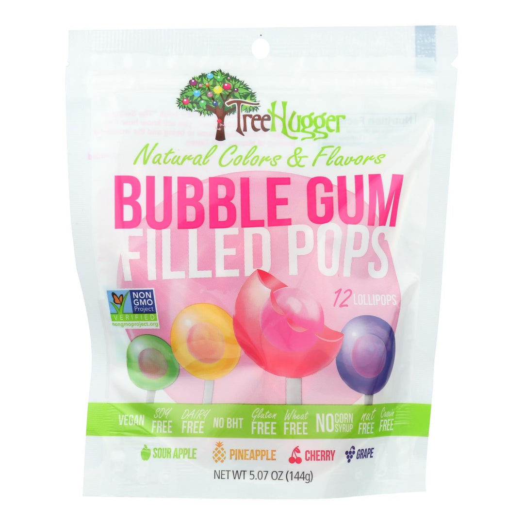 Treehugger Natural Bubble Gum Filled Lollipops - Case Of 6 - 5.07 Oz - Maras Green
