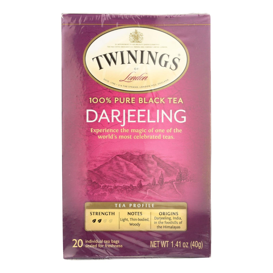 Twinings Tea Black Tea - Darjeeling - Case Of 6 - 20 Bags - Maras Green