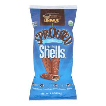 Unique Pretzels - Sprouted Shells - Original Sea Salt - Case Of 12 - 8 Oz. - Maras Green