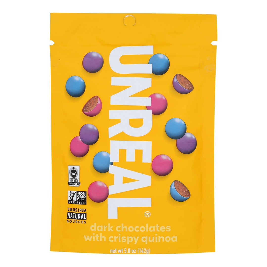 Unreal - Crispy Quinoa Chocolate Gems - Dark Chocolate - Case Of 6 - 5 Oz. - Maras Green