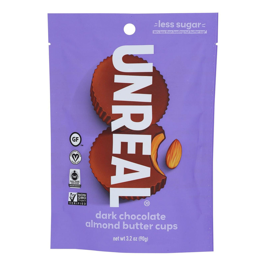 Unreal Dark Chocolate Almond Butter Cups - 6 Bags - Maras Green
