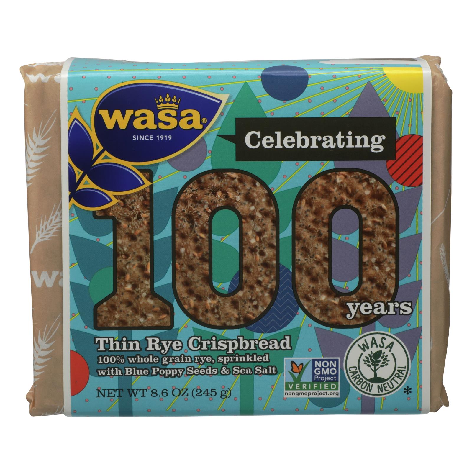 Wasa Crispbread - Crispbread Thin Rye 100 - Case Of 12 - 8.6 Oz - Maras Green