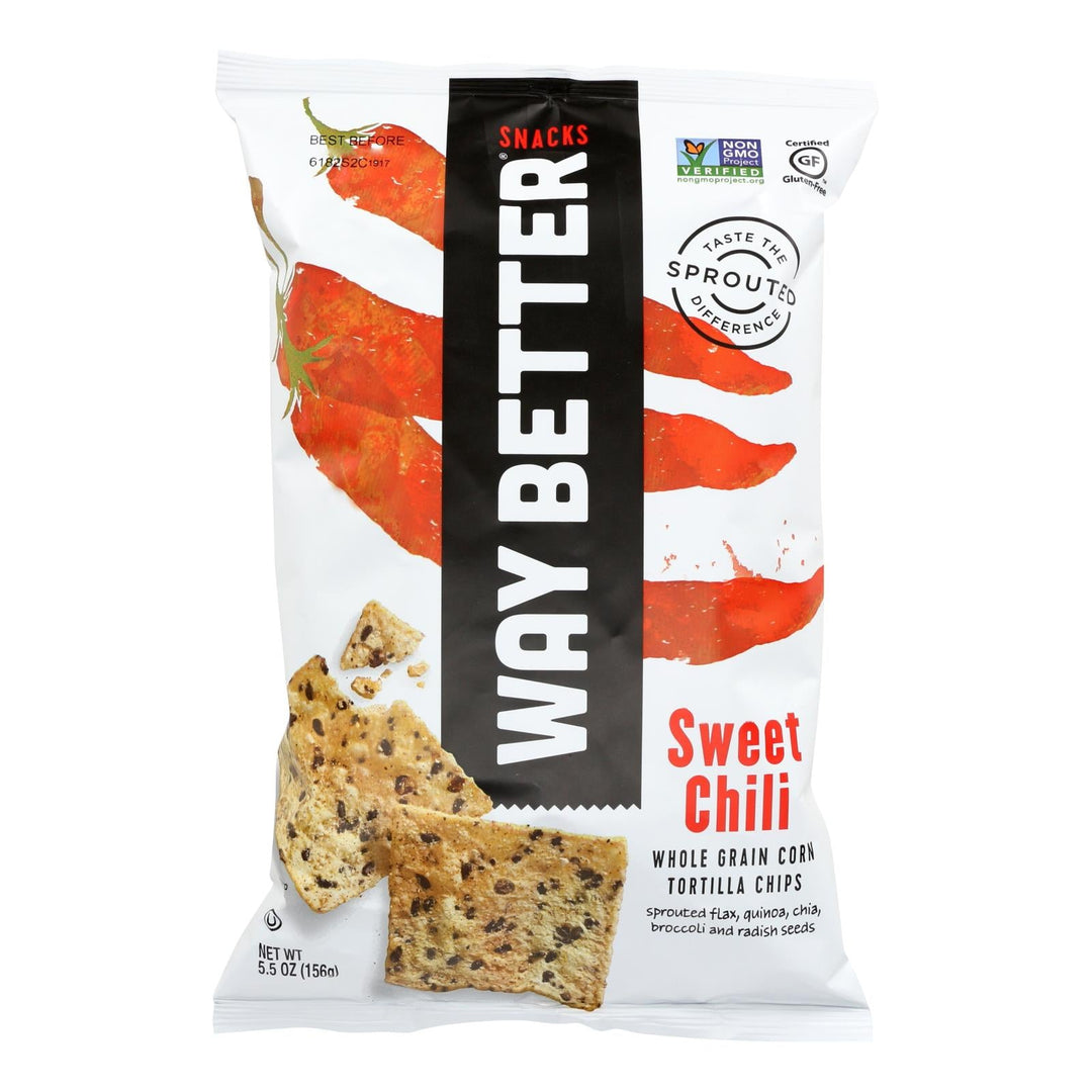 Way Better Snacks Tortilla Chips - Sweet Chili - Case Of 12 - 5.5 Oz. - Maras Green