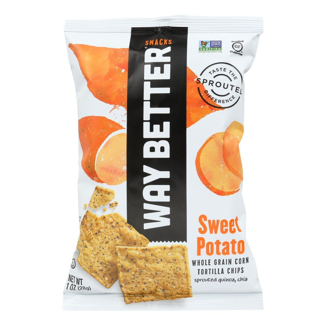 Way Better Snacks Tortilla Chips - Sweet Potato - Case Of 12 - 1 Oz. - Maras Green