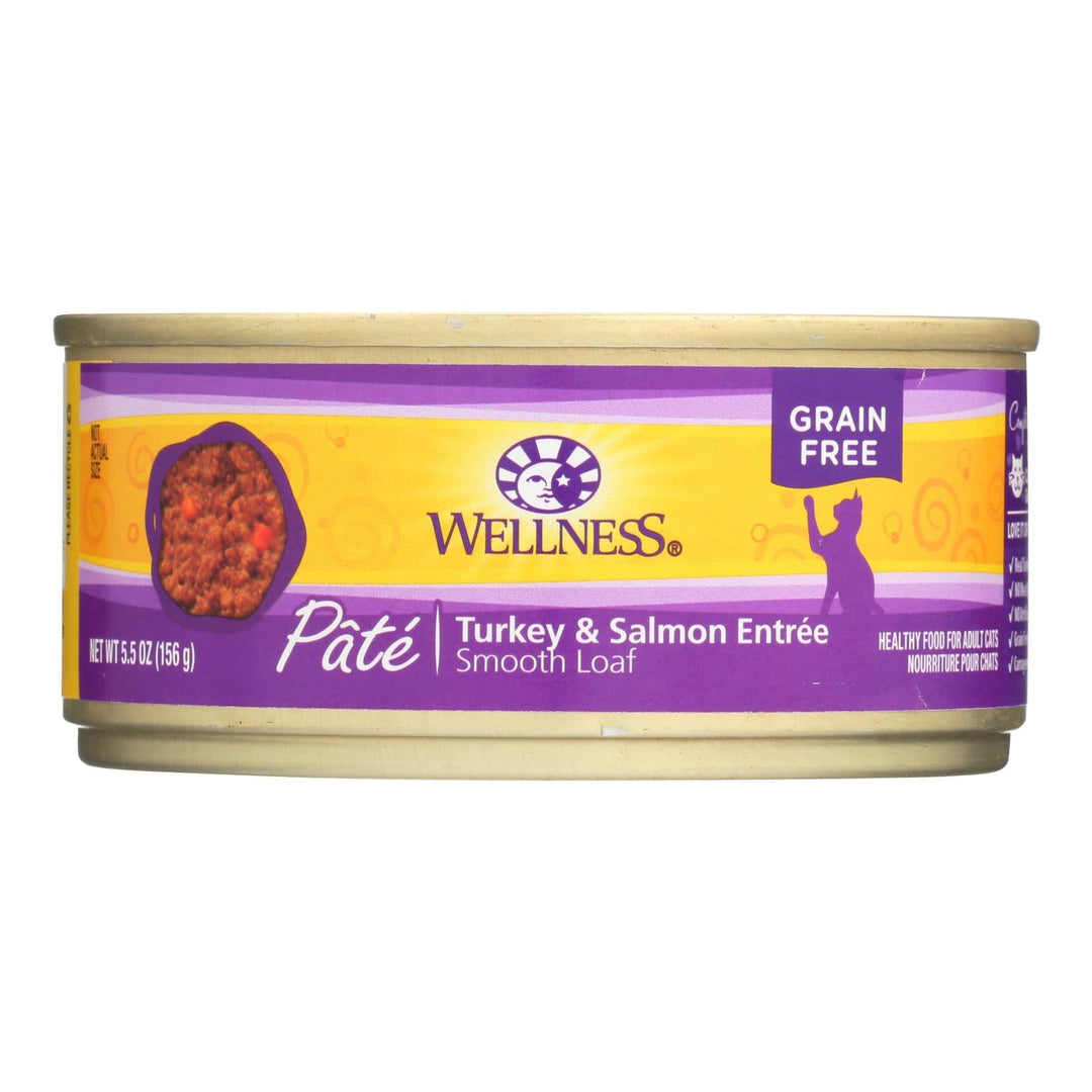 Wellness Pet Products Cat Food - Turkey And Salmon Recipe - Case Of 24 - 5.5 Oz. - Maras Green