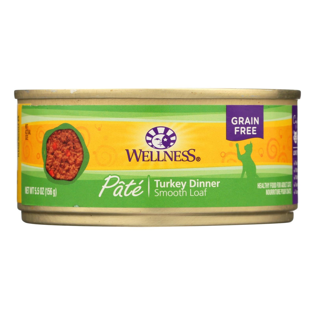 Wellness Pet Products Cat Food - Turkey Recipe - Case Of 24 - 5.5 Oz. - Maras Green