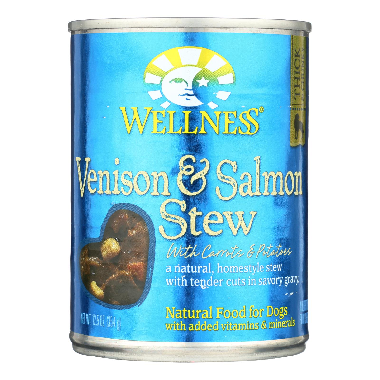 Wellness Pet Products Dog Food - Venison And Salmon With Potatoes And Carrots - Case Of 12 - 12.5 Oz. - Maras Green