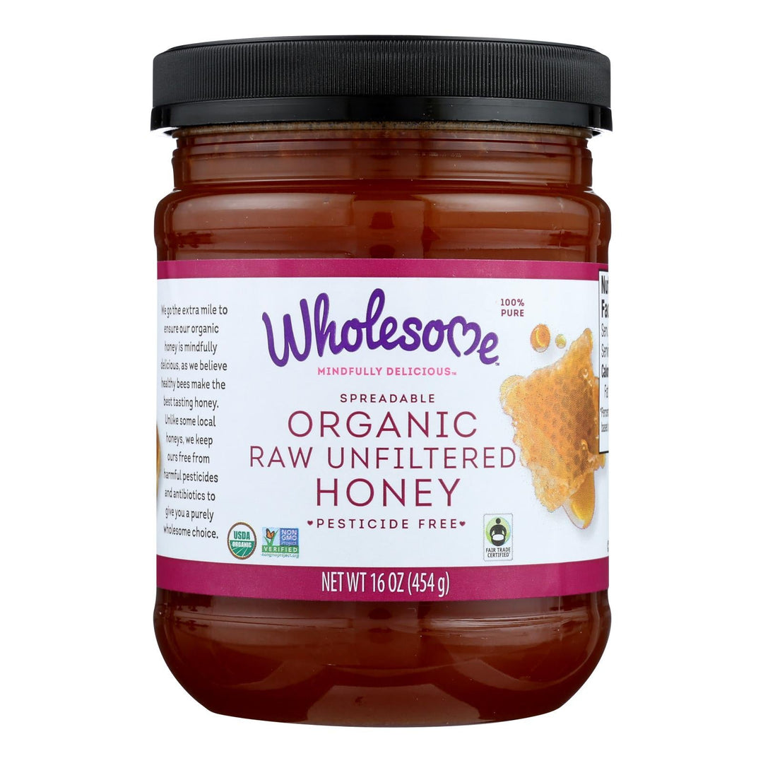 Wholesome Sweeteners Organic Raw Honey - Liquid Sweetener - Case Of 6 - 16 Oz. - Maras Green