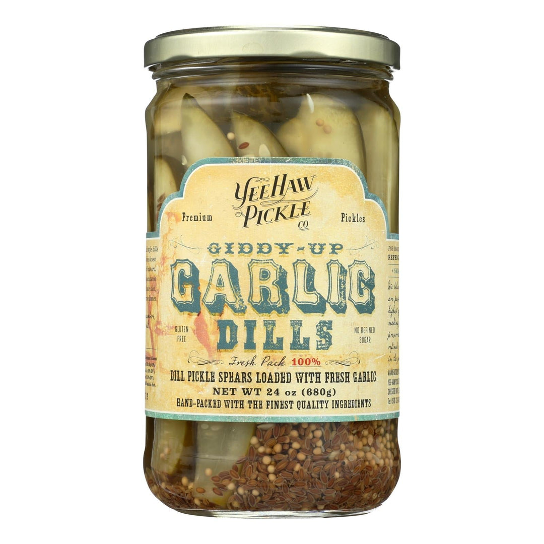 Yee - haw Pickle Dills Pickle - Giddy Up Garlic - Case Of 6 - 24 Oz. - Maras Green