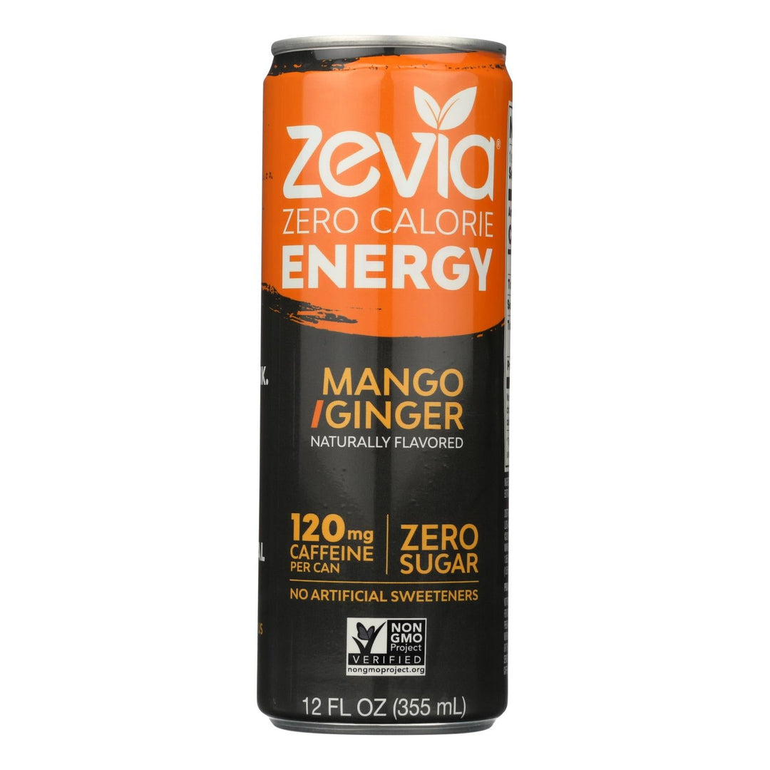 Zevia Zero Calorie Energy Drink - Mango/ginger - Case Of 12 - 12 Fl Oz - Maras Green