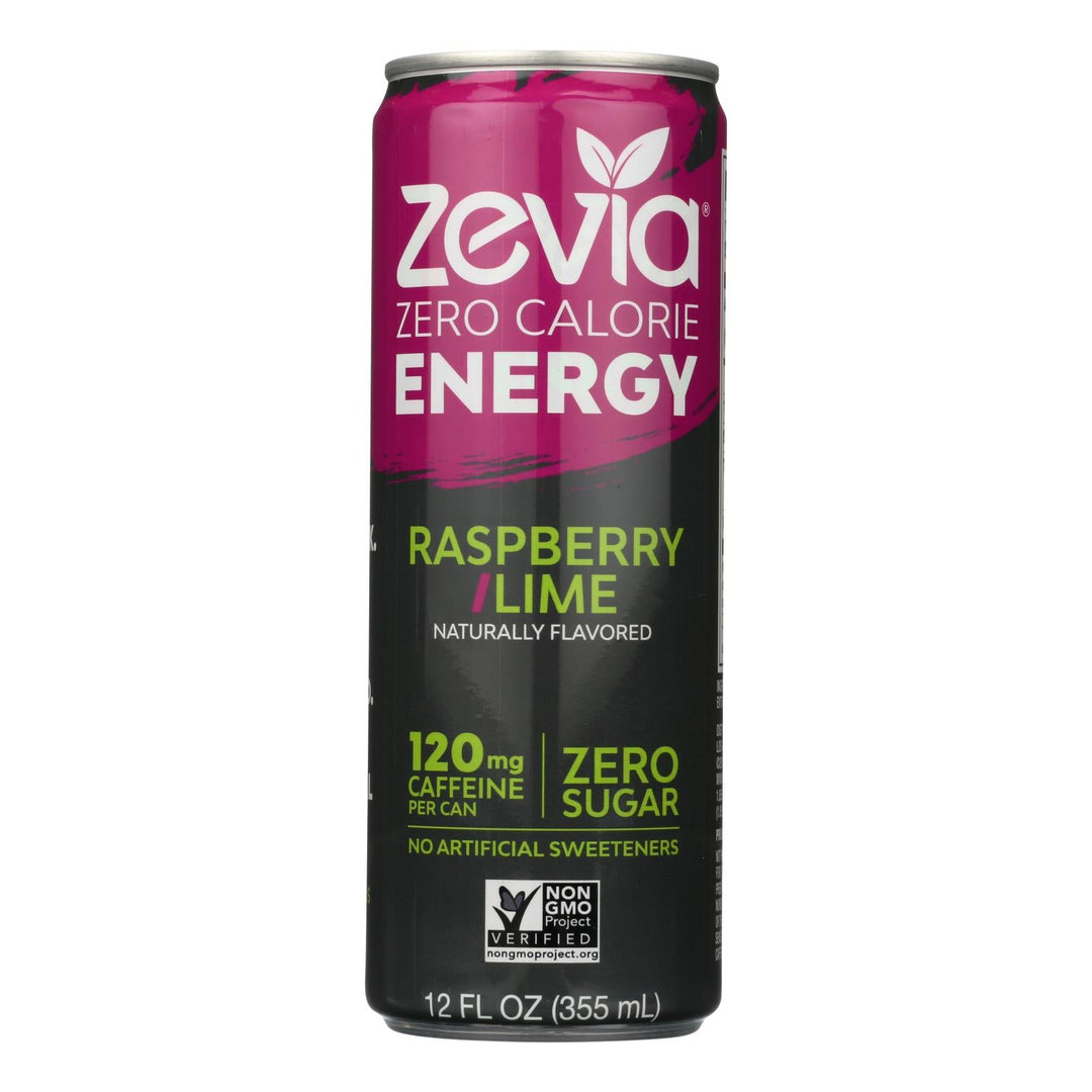 Zevia Zero Calorie Energy Drink - Raspberry/lime - Case Of 12 - 12 Fl Oz - Maras Green