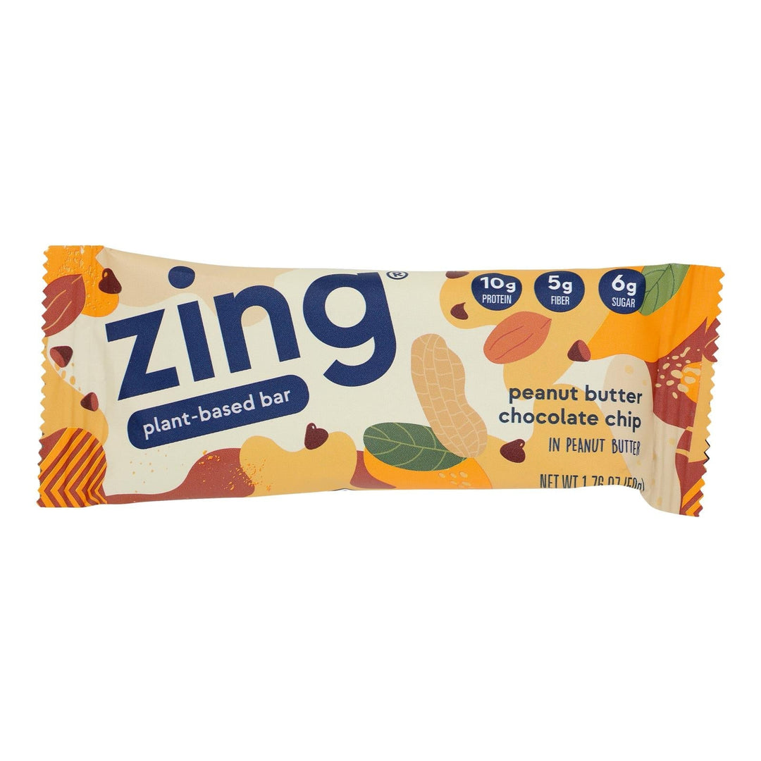 Zing Bars - Nutrition Bar - Peanut Butter Chocolate Chip - 1.76 Oz Bars - Case Of 12 - Maras Green