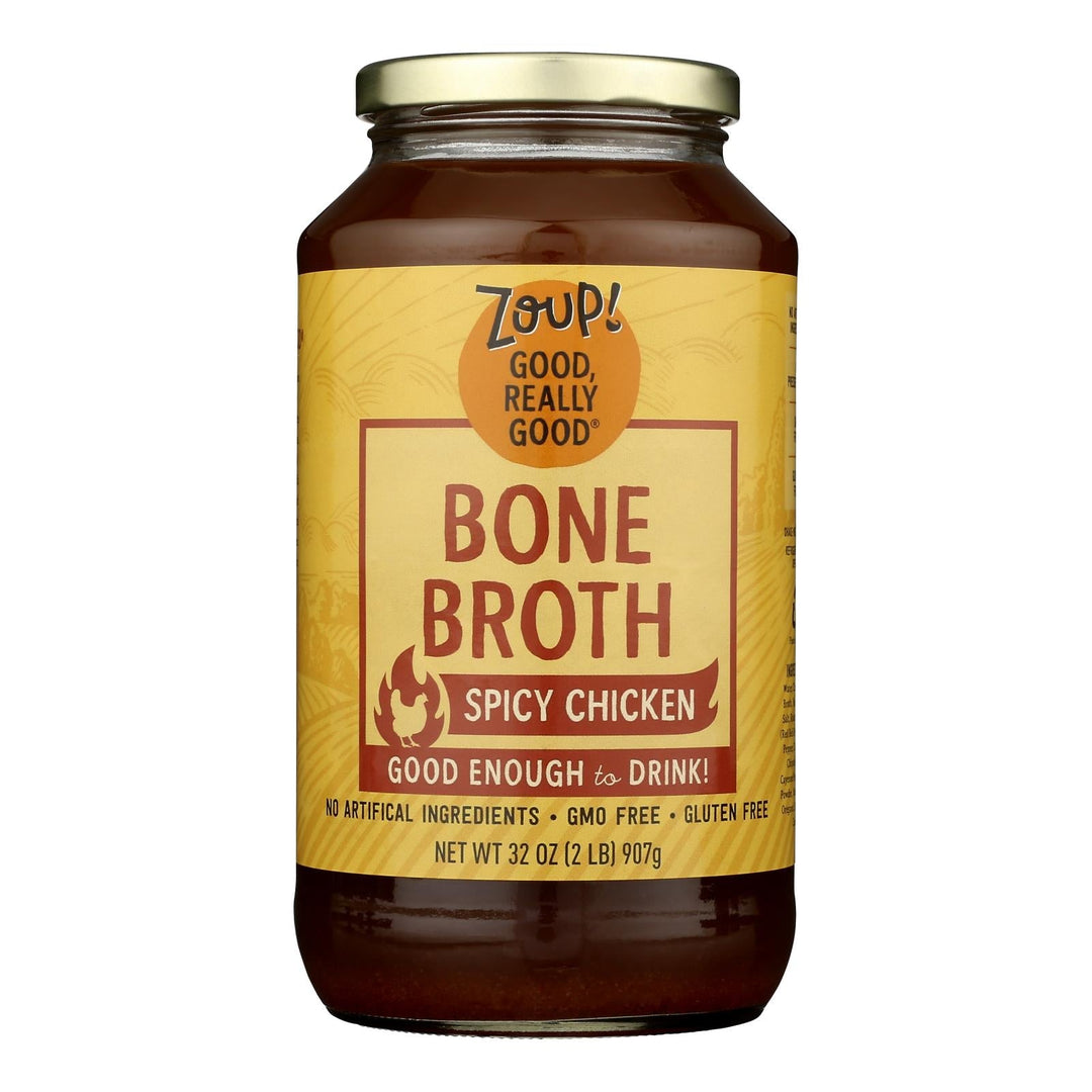 Zoup! Good Really Good - Broth Spicy Chicken Bone - Case Of 6 - 32 Oz - Maras Green