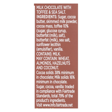 Divine - Bar Chocolate Milk Toff/ssalt - Case Of 12 - 3 Oz - Maras Green