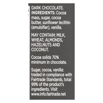 Divine - Bar Chocolate Dark 70% Cocoa - Case Of 12 - 3 Oz - Maras Green