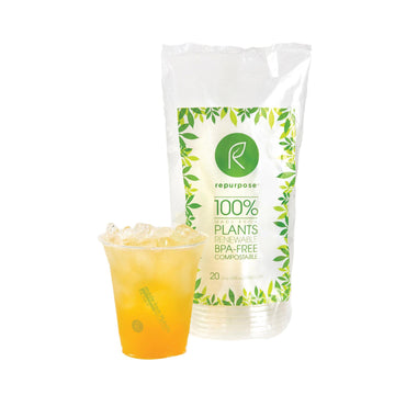 Repurpose Clear Compostable Cups - Case Of 12 - 20 Count - Maras Green