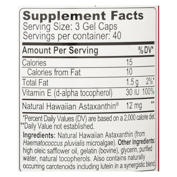 Bioastin 4mg Astaxanthin Microalgae  - 1 Each - 120 Cap - Maras Green