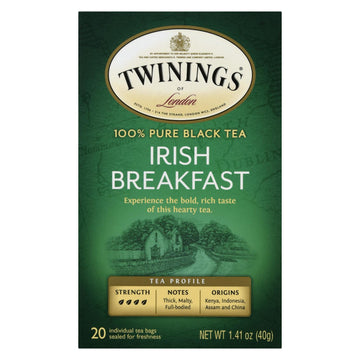 Twinings Tea Breakfast Tea - Irish - Case Of 6 - 20 Bags - Maras Green