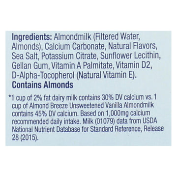 Almond Breeze - Almond Milk - Unsweetened Vanilla - Case Of 8 - 64 Fl Oz. - Maras Green