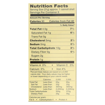 Alessi Cannoli Shells - Large - Case Of 12 - 4 Oz. - Maras Green