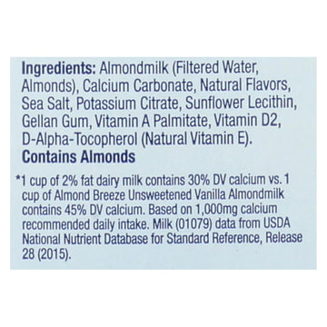 Almond Breeze - Almond Milk - Unsweetened Vanilla - Case Of 8 - 64 Fl Oz. - Maras Green
