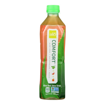 Alo Original Comfort Aloe Vera Juice Drink - Watermelon and Peach - Case of 12 - 16.9 fl oz. - Maras Green