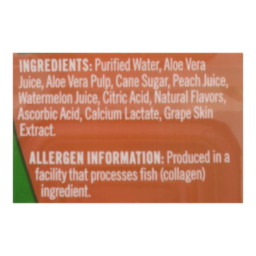 Alo Original Comfort Aloe Vera Juice Drink - Watermelon and Peach - Case of 12 - 16.9 fl oz. - Maras Green