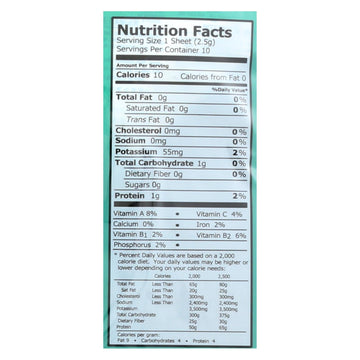 Emerald Cove Organic Pacific Nori - Untoasted Hoshi - Silver Grade - .9 Oz - Case Of 6 - Maras Green