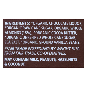 Equal Exchange - Bar Dark Chocolate Almond Sea Salt - Case Of 10 - 3.5 Oz - Maras Green