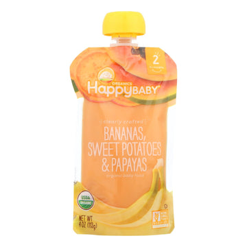 Happy Baby Happy Baby Clearly Crafted - Bananas Sweet Potatoes And Papayas - Case Of 16 - 4 Oz. - Maras Green
