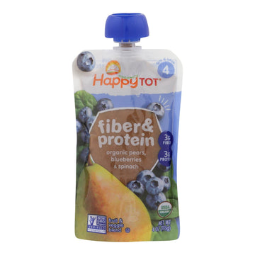 Happy Tot Toddler Food - Organic - Fiber And Protein - Stage 4 - Pear Blueberry And Spinach - 4 Oz - Case Of 16 - Maras Green
