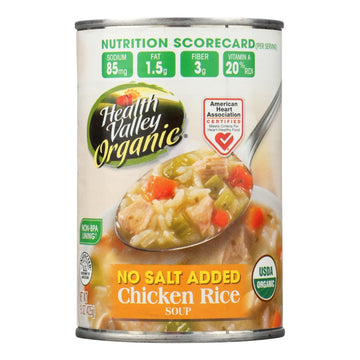 Health Valley Organic Soup - Chicken Rice No Salt Added - Case Of 12 - 15 Oz. - Maras Green