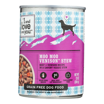 I And Love And You Dog Canned Food Moo Moo Venison Stew - Case Of 12 - 13 Oz - Maras Green