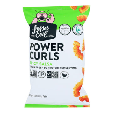 Lesser Evil - Power Curls No - cheese Cheesiness - Case Of 12 - 4 Oz - Maras Green