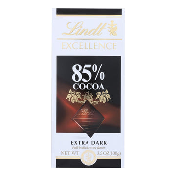 Lindt Chocolate Bar - Dark Chocolate - 85 Percent Cocoa - Extra Dark - 3.5 Oz Bars - Case Of 12 - Maras Green