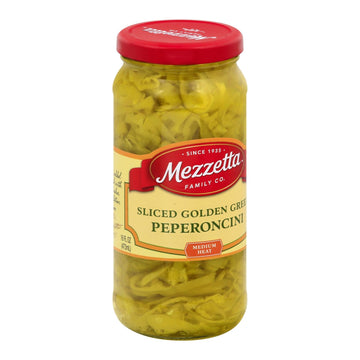 Mezzetta Deli Sliced Golden Greek Pepperoncini - Case Of 6 - 16 Fl Oz. - Maras Green