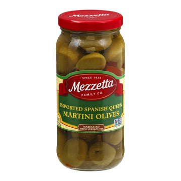 Mezzetta Imported Spanish Queen Martini Olives In Dry Vermouth - Case Of 6 - 10 Oz. - Maras Green