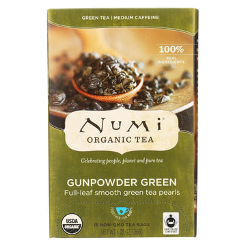 Numi Gunpowder Green Tea - 18 Tea Bags - Case Of 6 - Maras Green