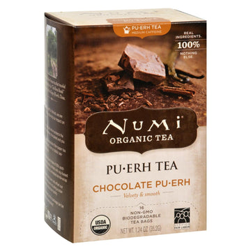 Numi Tea Organic Chocolate Pu - erh - Case Of 6 - 16 Bag - Maras Green