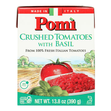 Pomi Tomatoes - Tomatoes Crshd With Basil - Case Of 12 - 13.8 Oz - Maras Green