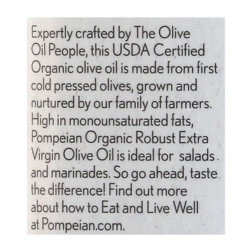 Pompeian Organic Extra Vigin Olive Oil - Case Of 6 - 16 Fz - Maras Green