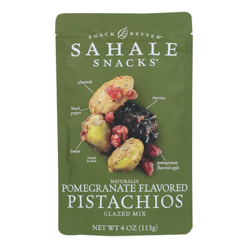 Sahale Snacks Premium Blend Pistachio - Pomegranate - Case of 6 - 4 oz. - Maras Green
