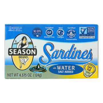 Season Sardines In Water - Case Of 12 - 4.375 Oz - Maras Green